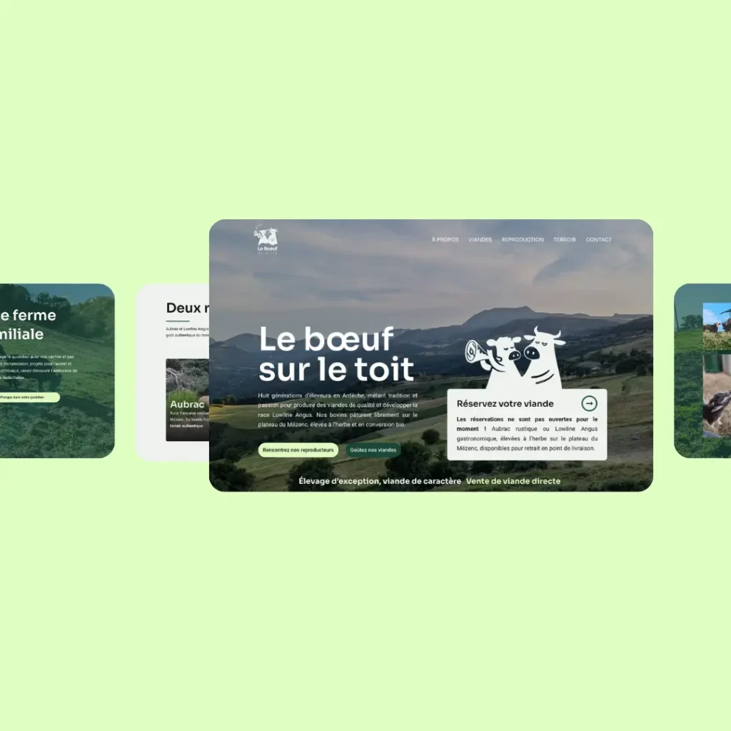Site internet WordPress réalisé par Mira Maison Créative en Drôme-Ardèche pour Le Boeuf sur le Toit